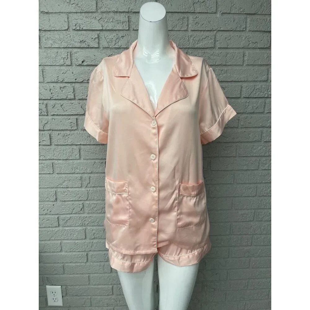 Women's Pink Satin "Bridesmaid" 2 Pcs Pajama Set Size S